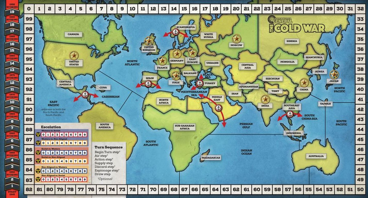 Quartermaster General: The Cold War game board
