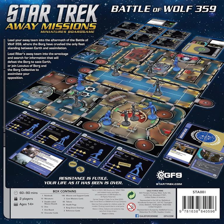 Star Trek: Away Missions parte posterior de la caja