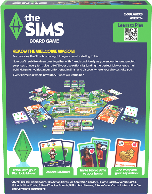 The Sims Board Game back of the box