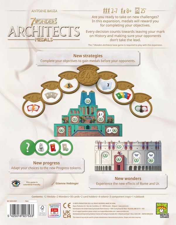 7 Wonders: Architects – Medals back of the box