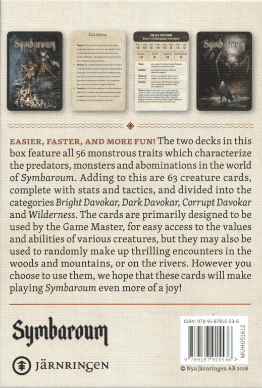 Symbaroum Monsters & Traits back of the box