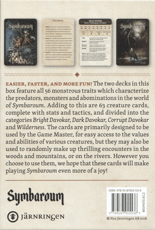 Symbaroum Monsters & Traits parte posterior de la caja