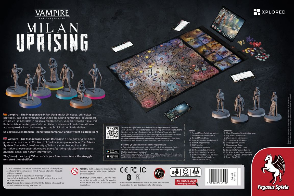 Teburu: Vampire: The Masquerade – Milan Uprising back of the box
