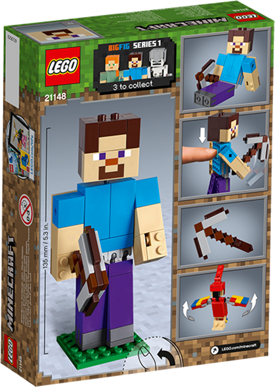 LEGO® Minecraft Bigfigurine Minecraft Steve et son perroquet dos de la boîte