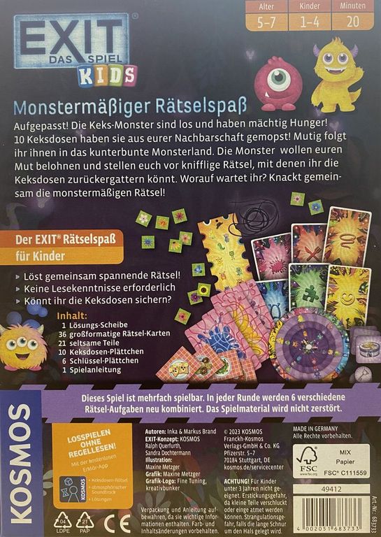 EXIT: Das Spiel – Kids: Monstermäßiger Rätselspaß rückseite der box