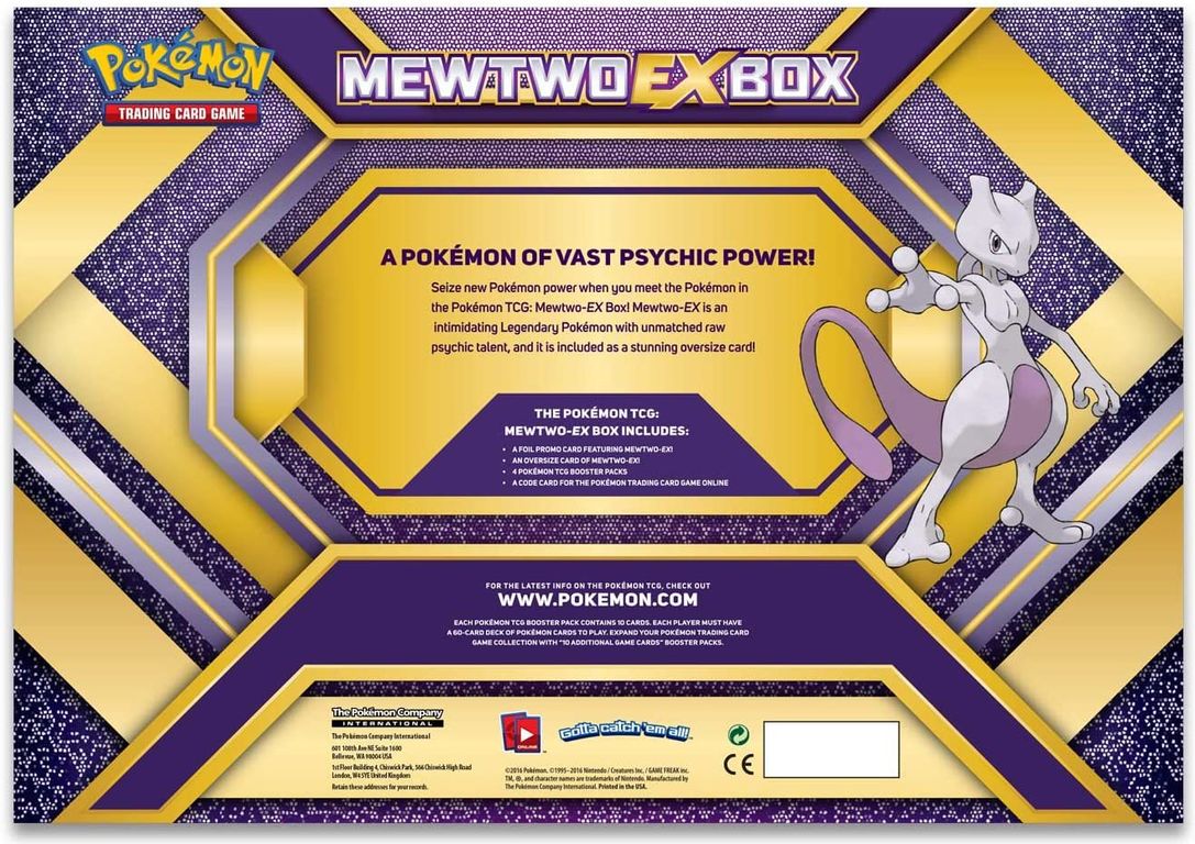 Pokemon Trading Card Game Mewtwo EX Box C12 rückseite der box