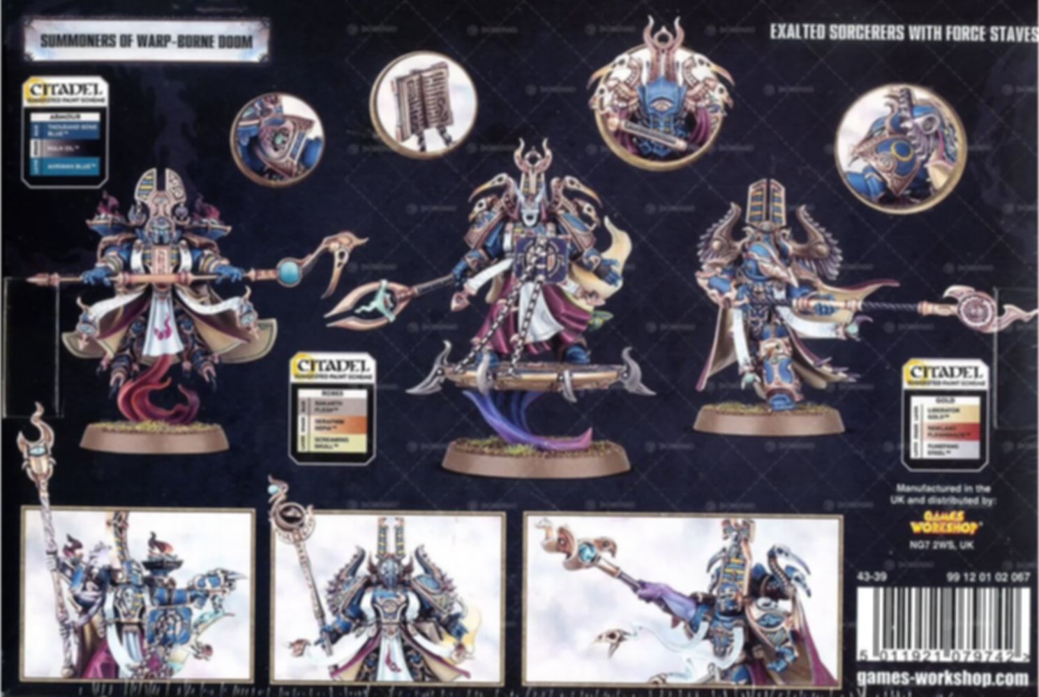 Warhammer 40,000 Chaos Heretic Astartes Thousand Sons: Exalted Sorcerers achterkant van de doos