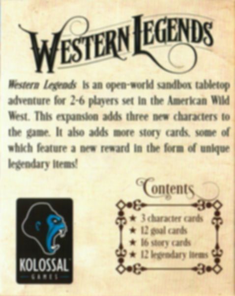 Western Legends: The Good, the Bad, and the Handsome parte posterior de la caja