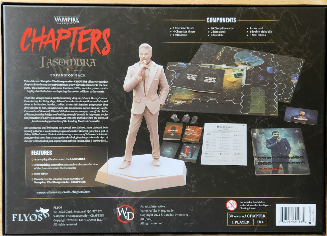 Vampire: The Masquerade – CHAPTERS: Lasombra Expansion Pack back of the box