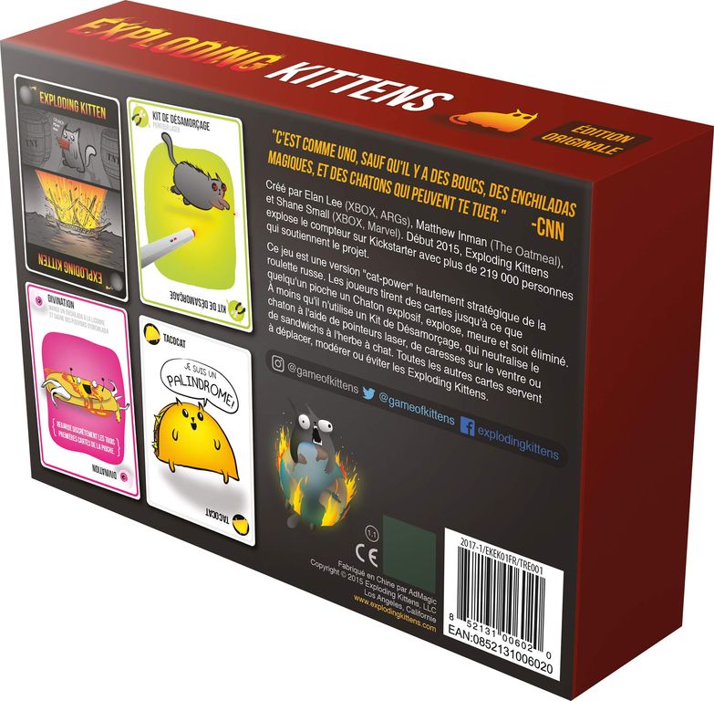 Exploding Kittens achterkant van de doos