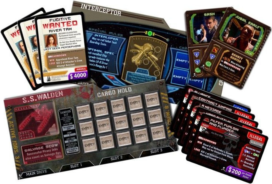 Firefly: The Game – Pirates & Bounty Hunters components