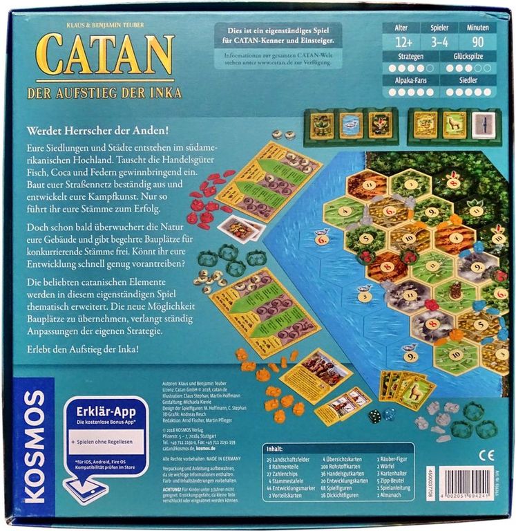 Catan: La Gloire des Incas dos de la boîte