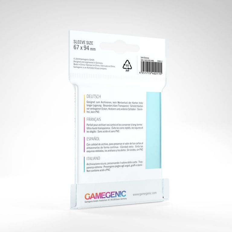 Gamegenic Soft Sleeves - Clear (100 Sleeves) rückseite der box