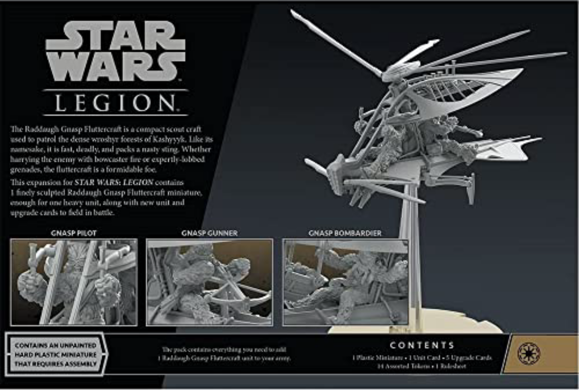 Star Wars: Legion – Raddaugh Gnasp Fluttercraft Unit Expansion rückseite der box