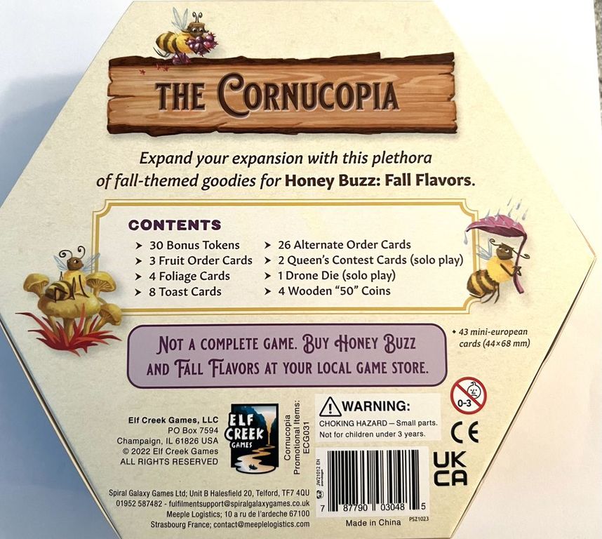 Honey Buzz: Cornucopia Mini Expansion parte posterior de la caja