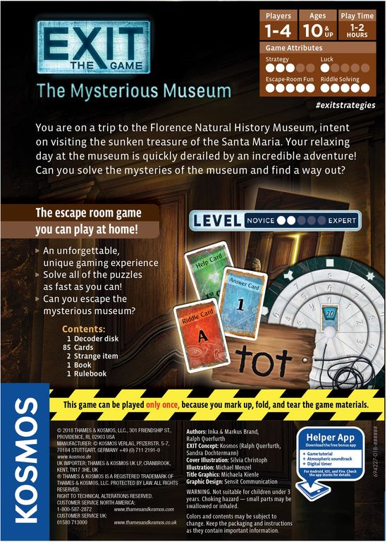 Exit: The Game - The Mysterious Museum back of the box