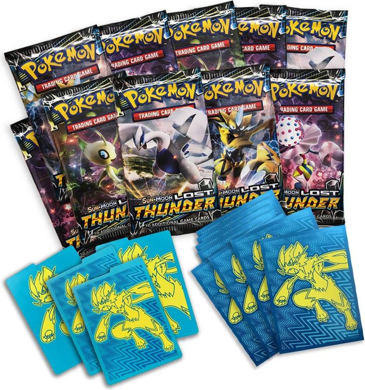 Pokemon Sun & Moon Lost Thunder Elite Trainer Box componenti