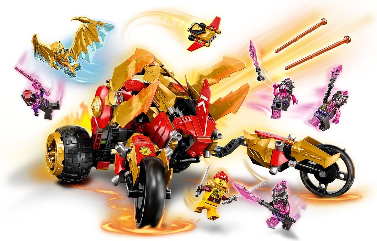 LEGO® Ninjago Kai's gouden drakenvoertuig speelwijze