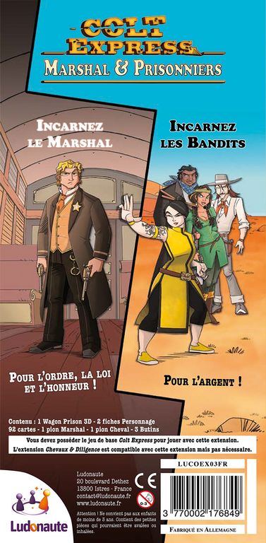 Colt Express: Marshal et Prisonniers dos de la boîte