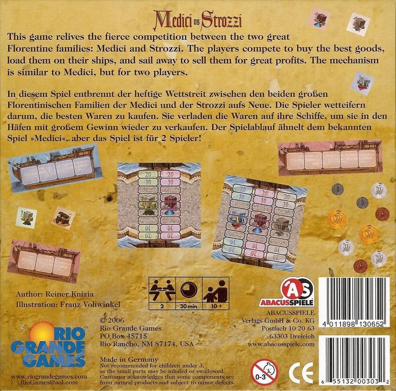 Medici vs Strozzi achterkant van de doos