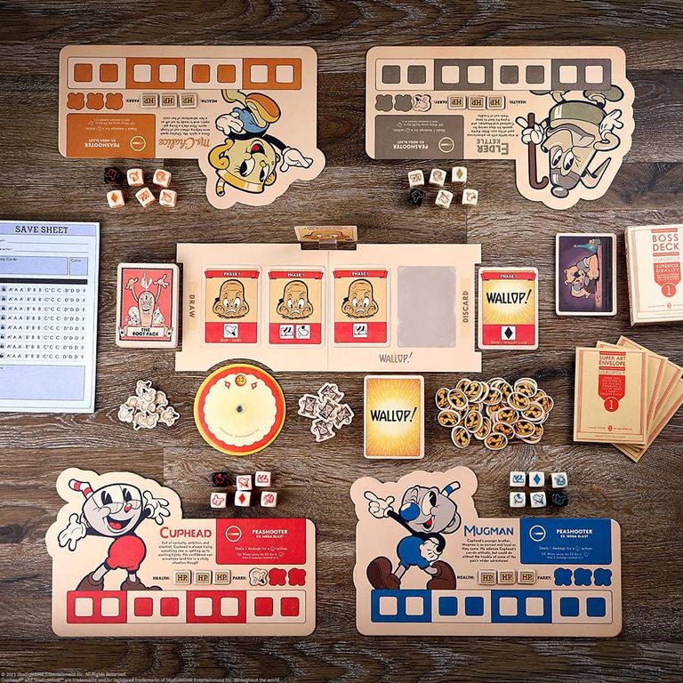 Cuphead: Fast Rolling Dice Game components