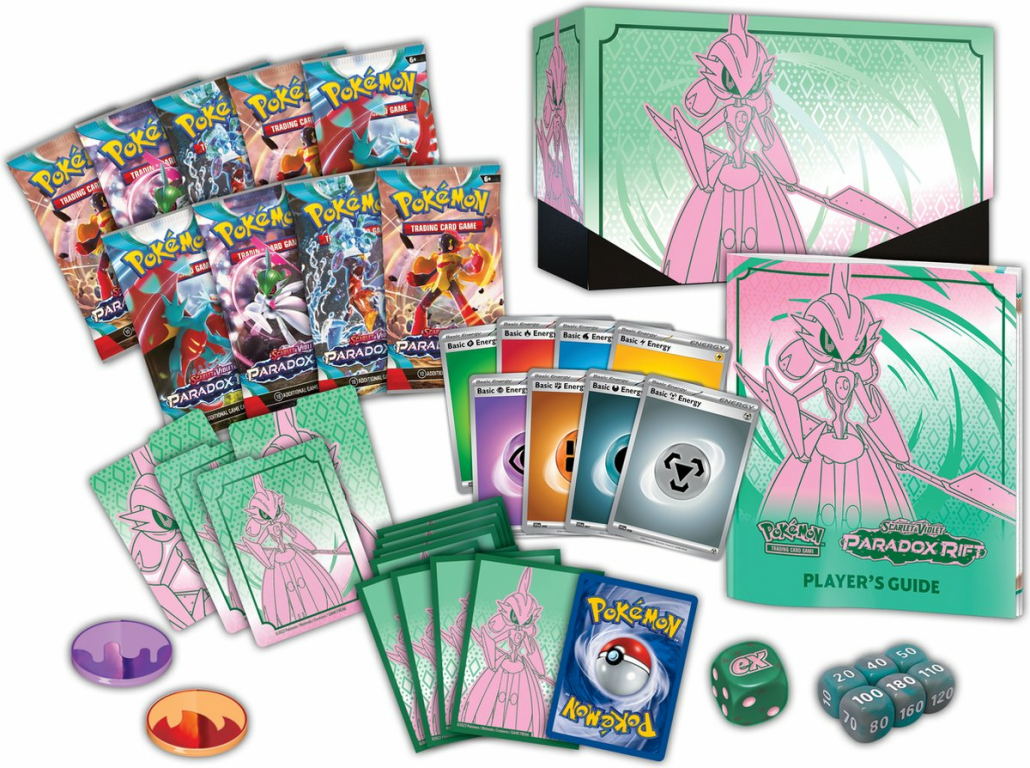 Pokémon TCG: Scarlet & Violet-Paradox Rift Elite Trainer Box components