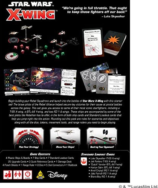 Star Wars: X-Wing (Second Edition) – Rebel Alliance Squadron Starter Pack dos de la boîte