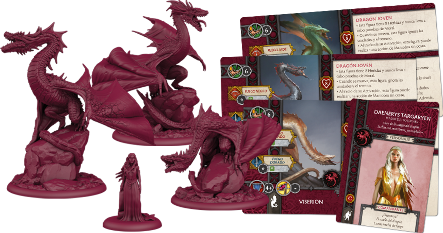 A Song of Ice & Fire: Tabletop Miniatures Game – Targaryen Mother of Dragons componenten