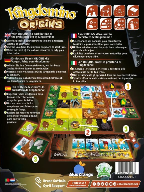 Kingdomino Origins parte posterior de la caja