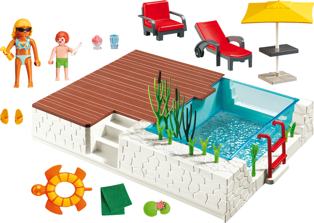 Playmobil® City Life Swimming Pool with Terrace components