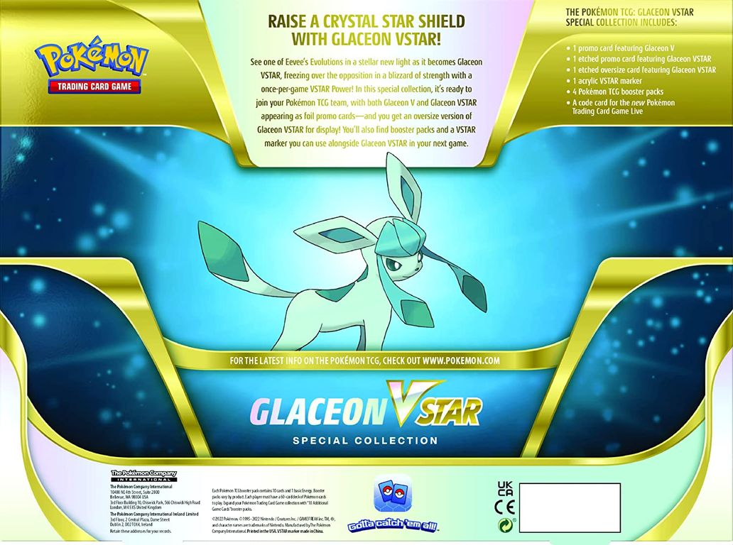 Pokémon TCG: Glaceon VSTAR Special Collection achterkant van de doos