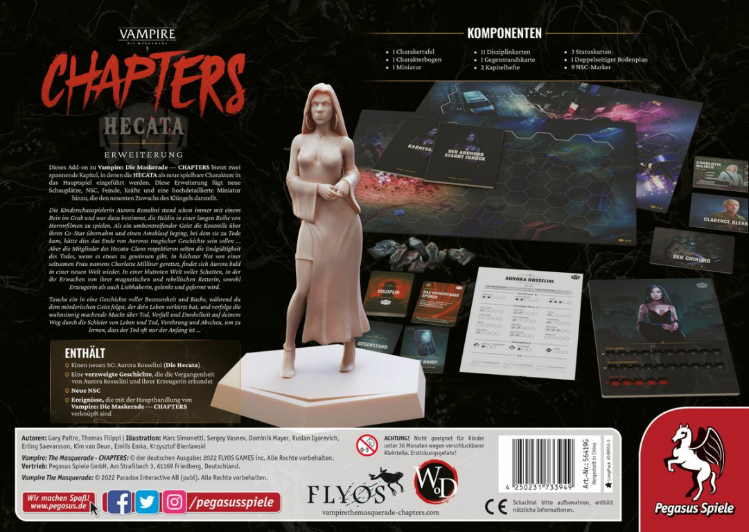 Vampire: The Masquerade – CHAPTERS: Hecata Expansion Pack parte posterior de la caja