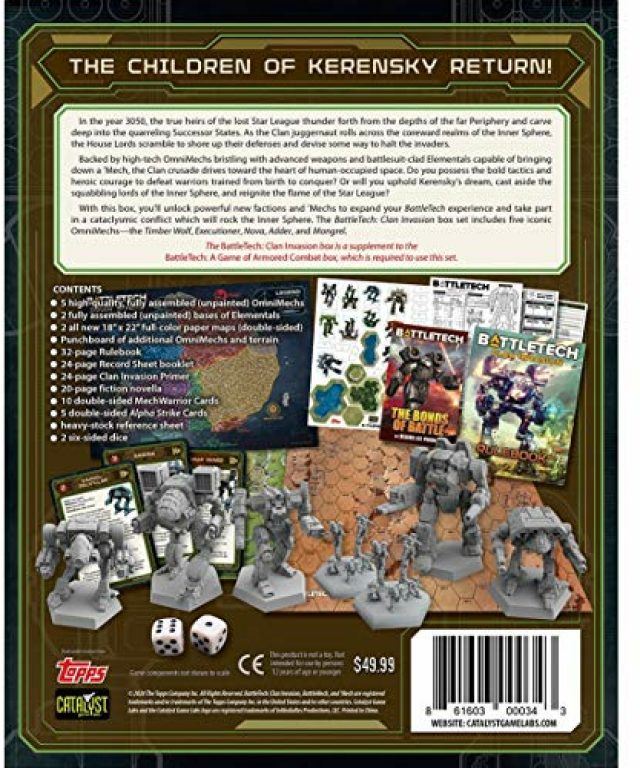 BattleTech: Clan Invasion achterkant van de doos