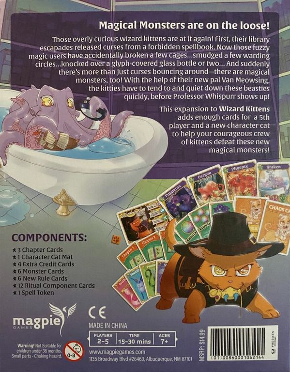 Wizard Kittens: Magical Monsters Expansion parte posterior de la caja