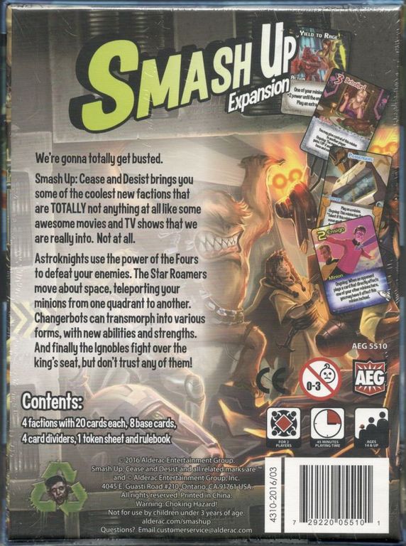 Smash Up: Cease and Desist back of the box
