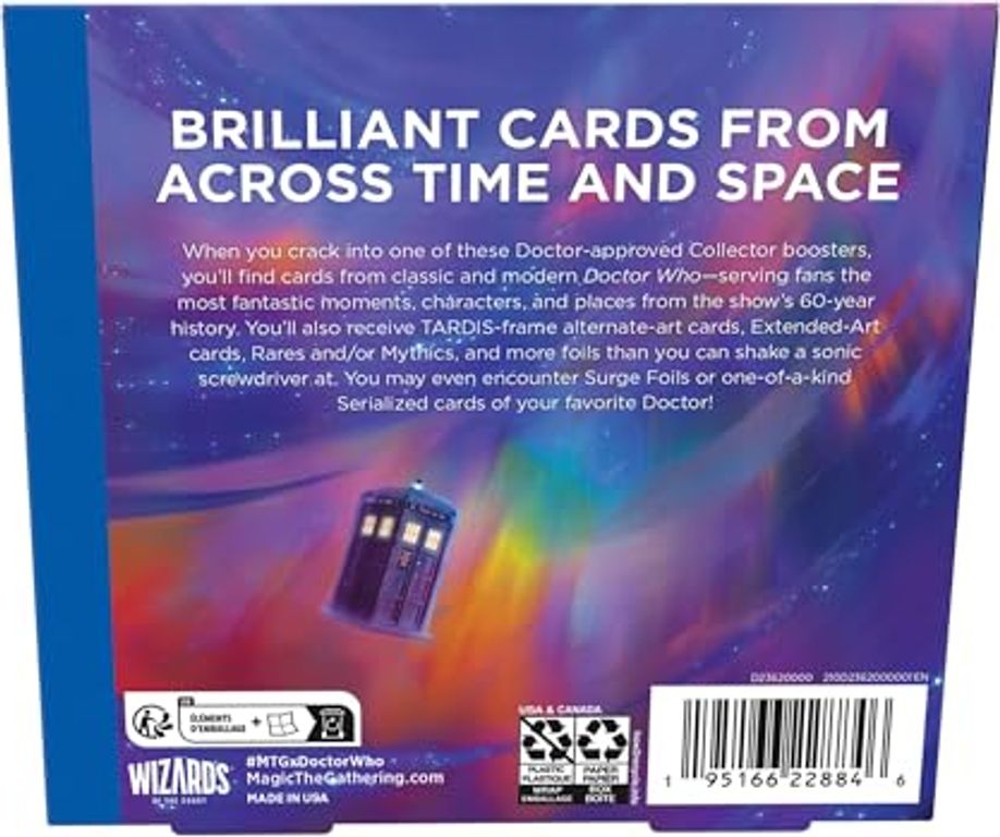 Magic: The Gathering – Doctor Who Collector Booster Box back of the box