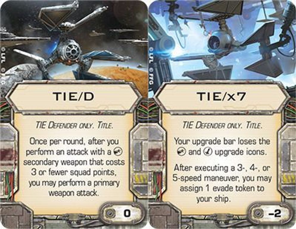 Star Wars: X-Wing – Vétérans Impériaux cartes