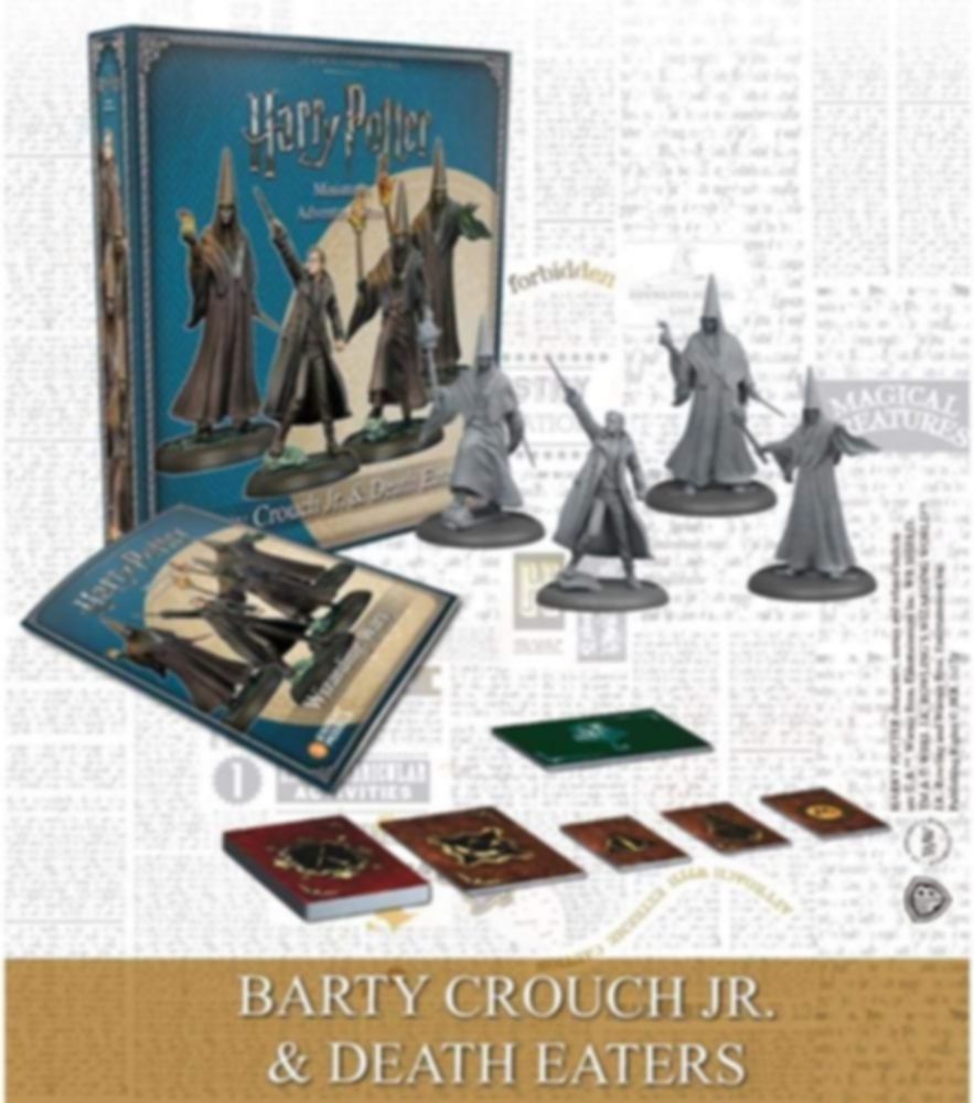 Harry Potter Miniatures Adventure Game: Barty Crouch Jr. & Death Eaters Expansion components