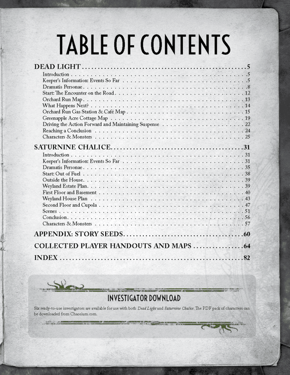 Call of Cthulhu: Dead Light and Other Dark Turns manuale