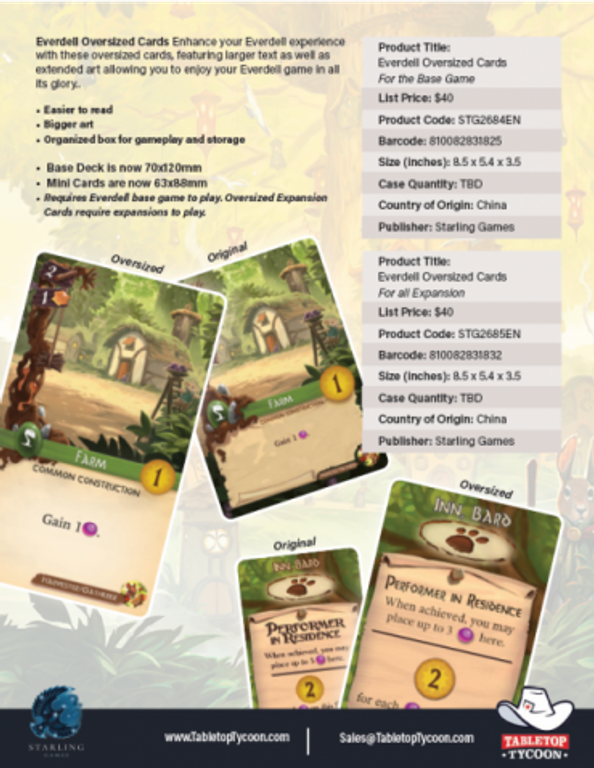 Everdell: Oversized Cards back of the box