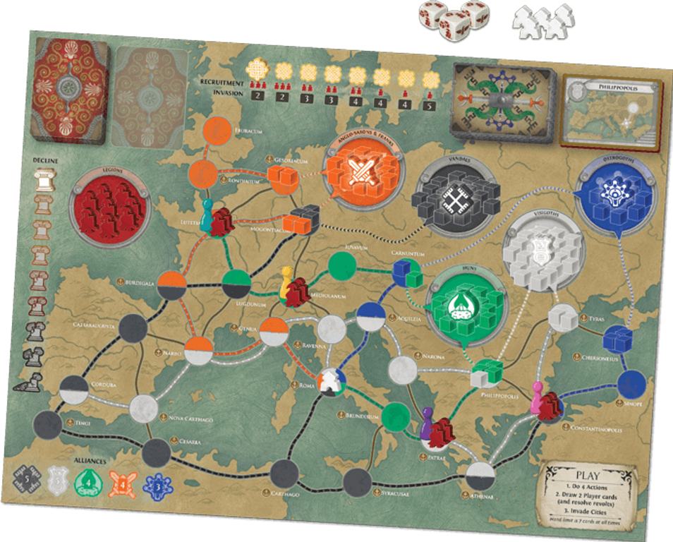 Pandemic: Fall of Rome game board