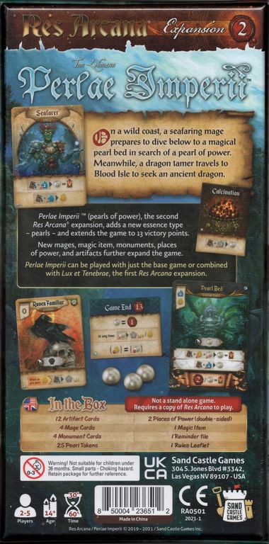 Res Arcana: Perlae Imperii back of the box