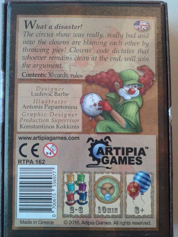 Clown Standoff achterkant van de doos