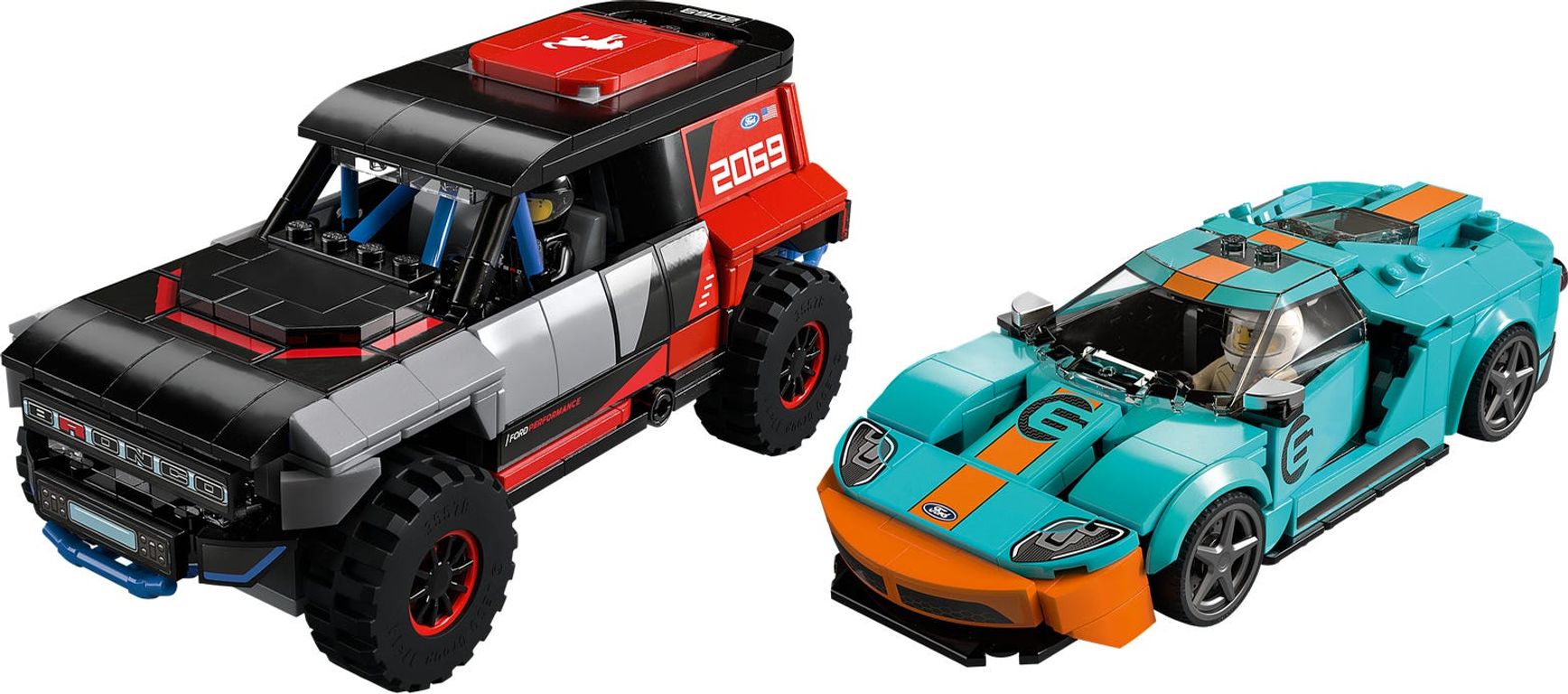 LEGO® Speed Champions Ford GT Heritage Edition and Bronco R components