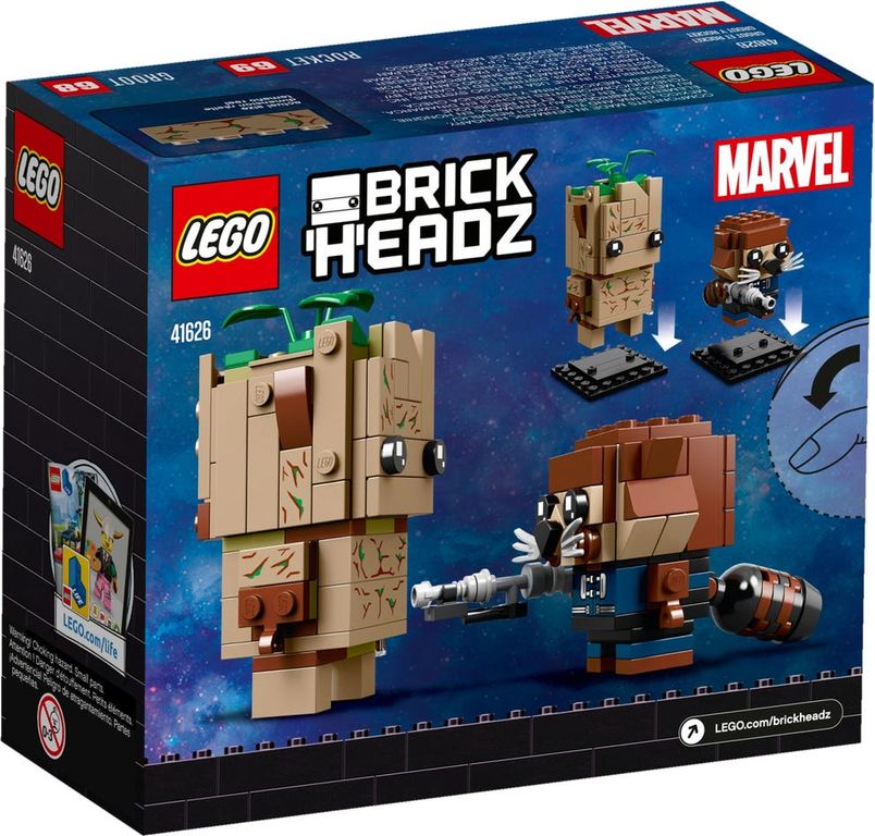 LEGO® BrickHeadz™ Groot & Rocket back of the box