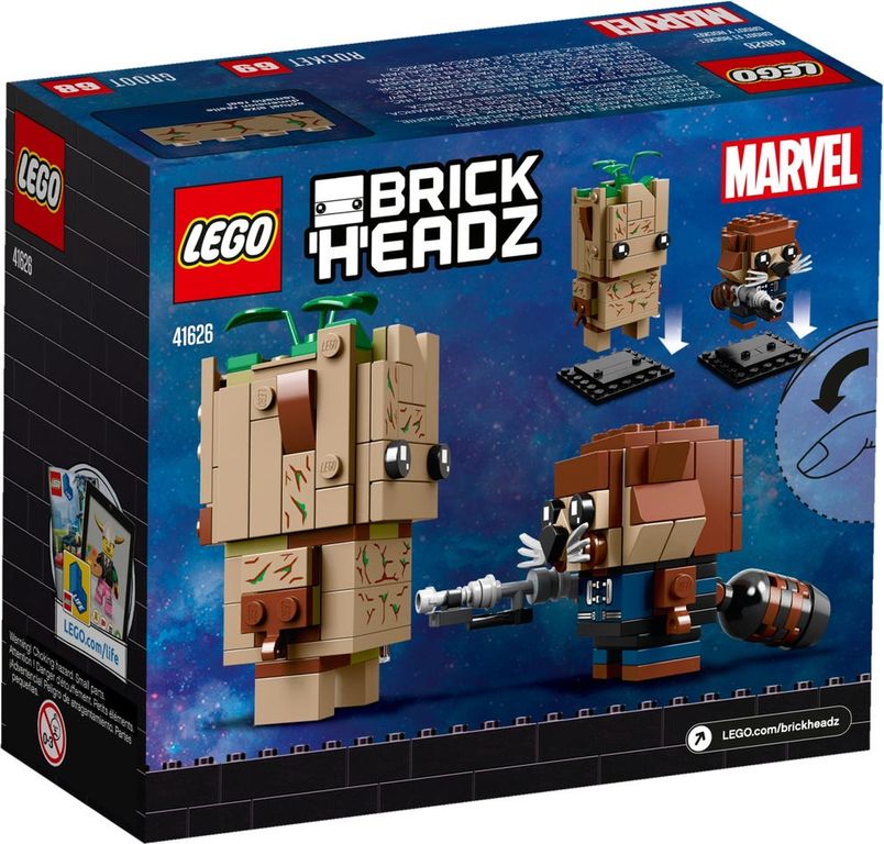 LEGO® BrickHeadz™ Groot und Rocket rückseite der box