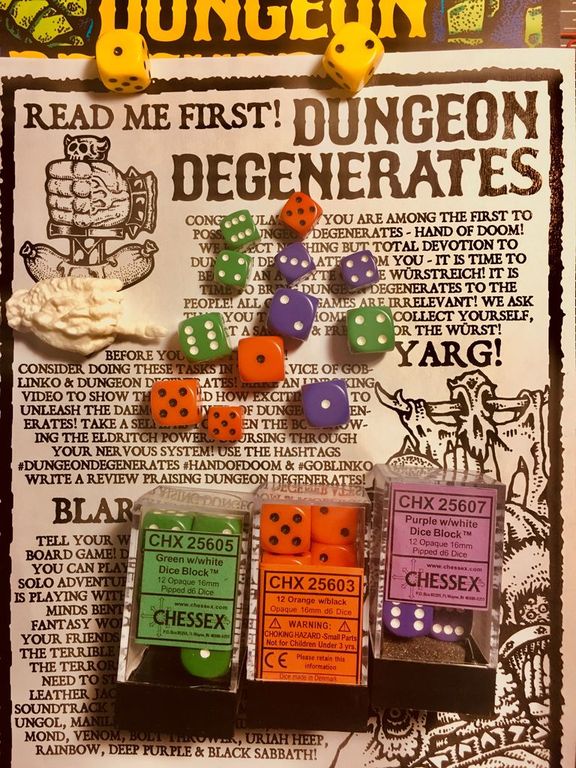 Dungeon Degenerates: Hand of Doom components