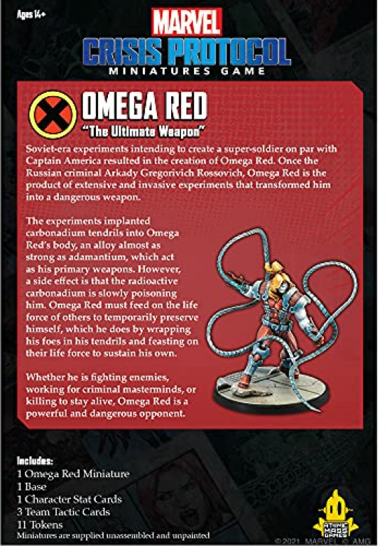 Marvel Crisis Protocol Omega Red Character Pack achterkant van de doos