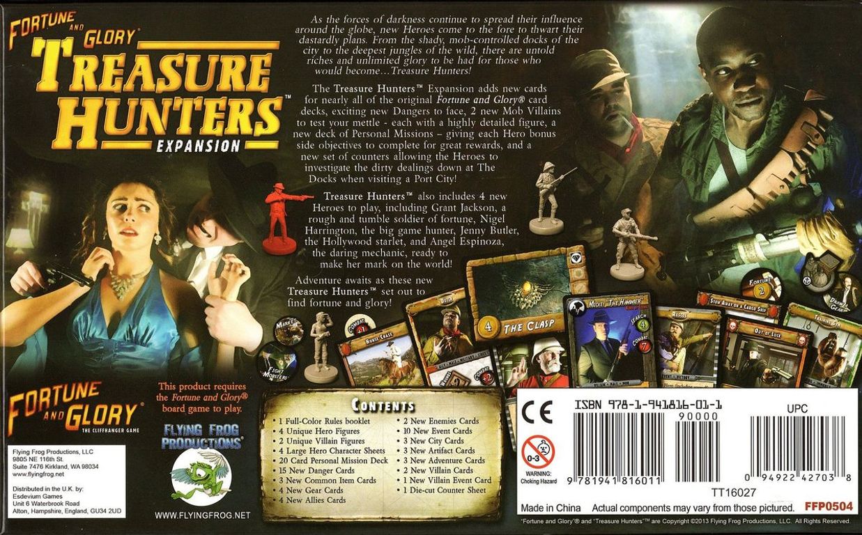 Fortune and Glory: Treasure Hunters Expansion parte posterior de la caja