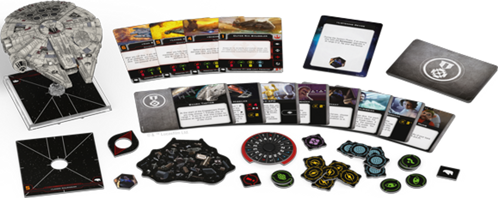 Star Wars: X-Wing (Second Edition) – Millennium Falcon Expansion Pack composants
